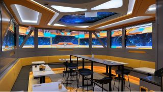 Transformers The Ark - Ceiling LED Wall and LED Walls surrounding the dining area